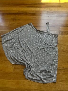 INC One-Shoulder Silver-Studded Top